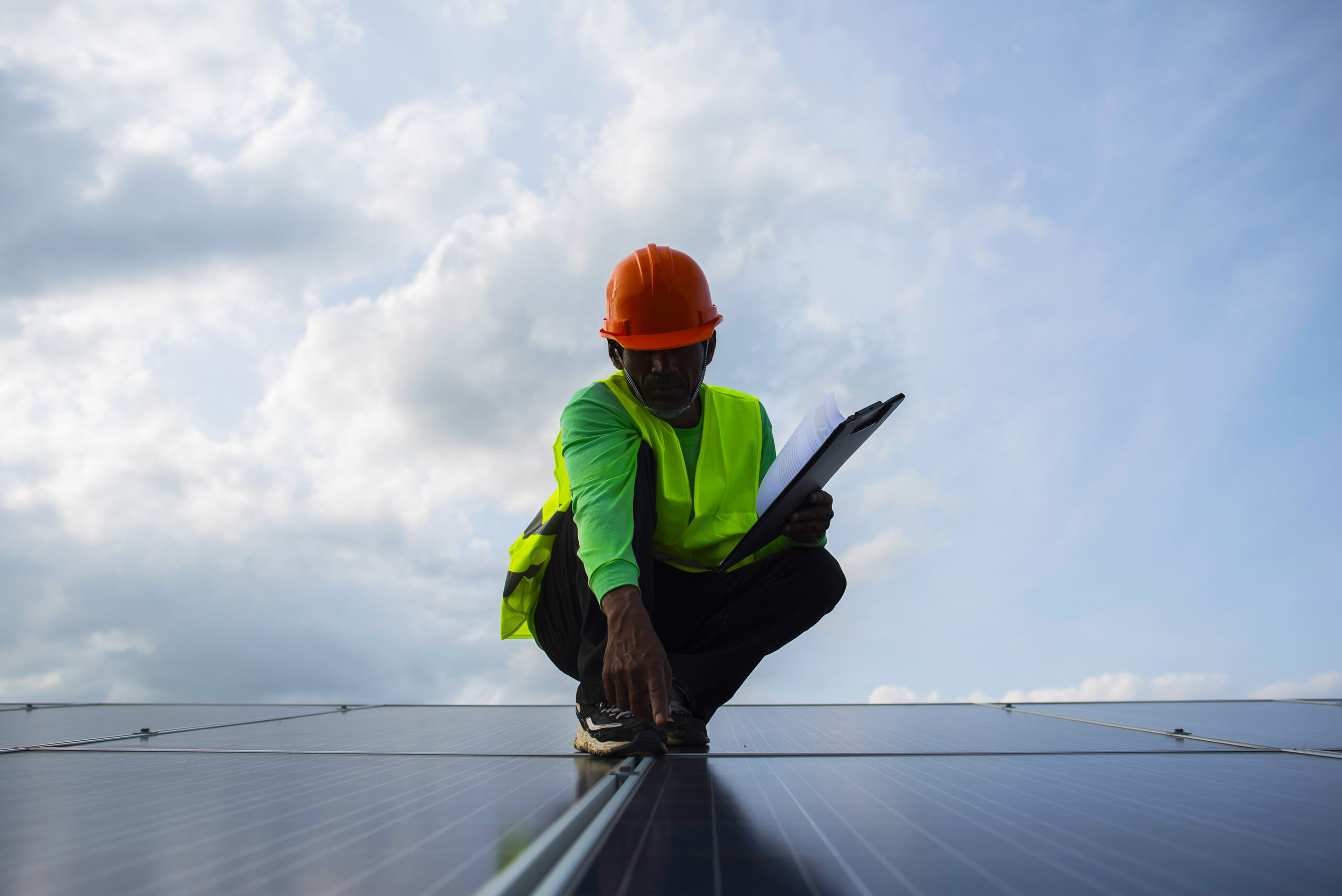 technician engineer checks maintenance solar cell panels scaled